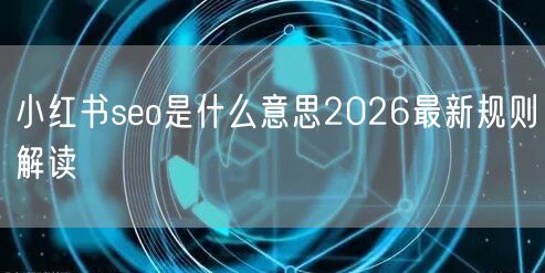 小红书seo是什么意思2026最新规则解读