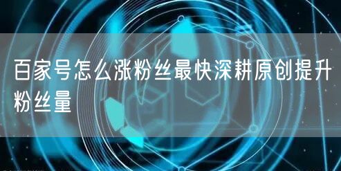 百家号怎么涨粉丝最快深耕原创提升粉丝量